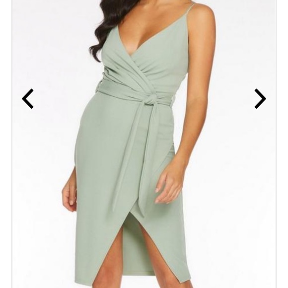 sage green wrap dress